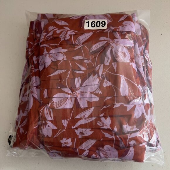 WAYF  Two Piece Strapless Floral Maxi Dress Rust Red Pink Tiered Smocked Back S - Picture 16 of 16